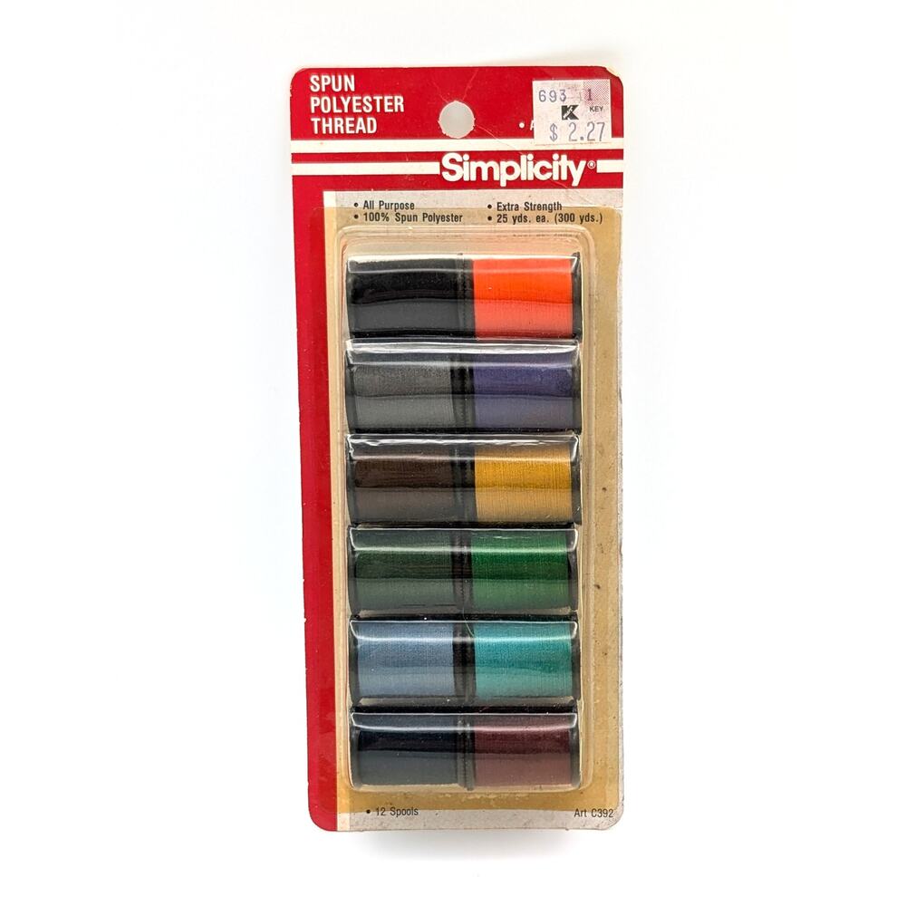 Vintage Simplicity Handy Thread Box 12 Spools Polyester Multicolor C392 Sealed